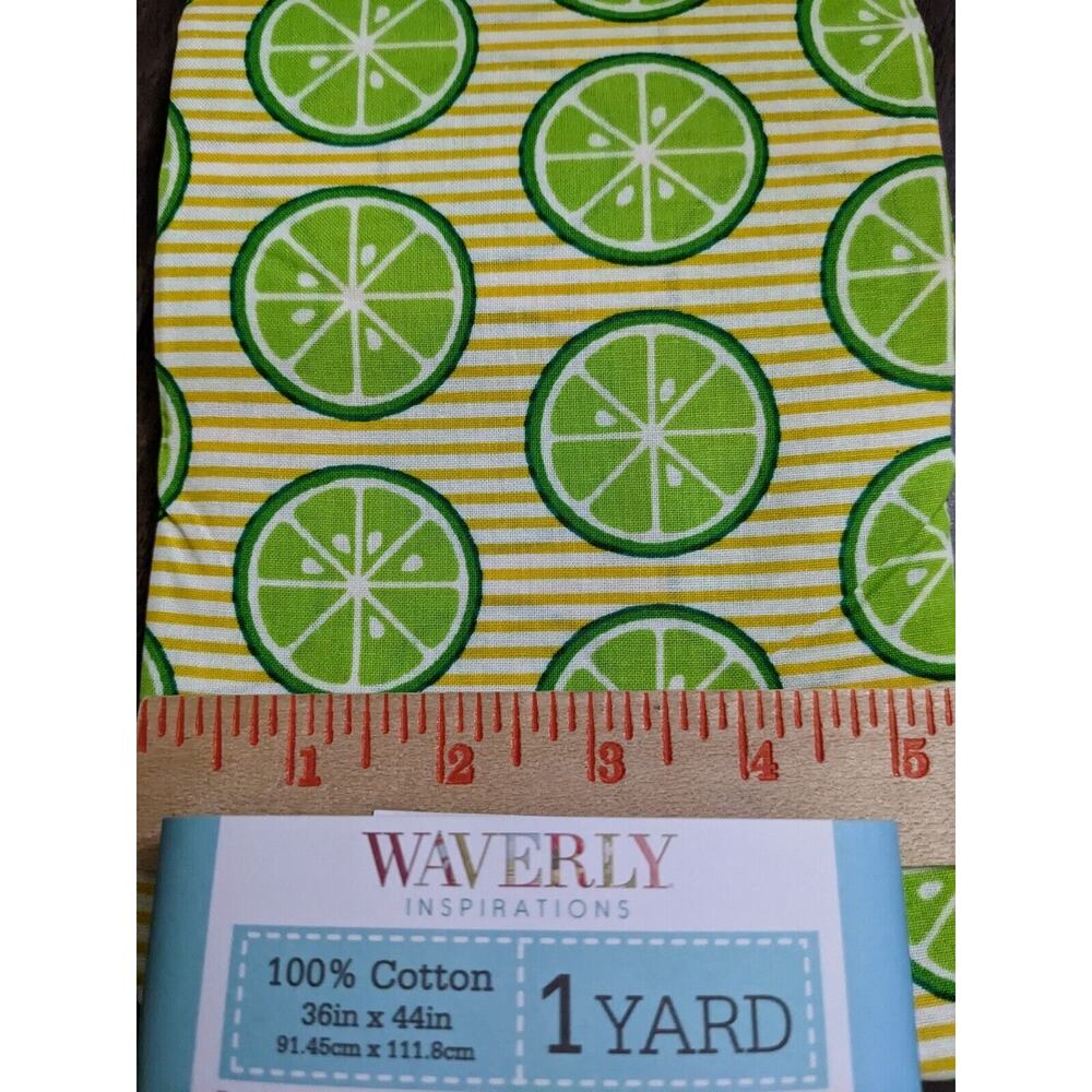 Waverly Inspirations Precut 1 Yard fabric Sunrise Lime Citrus green yellow New